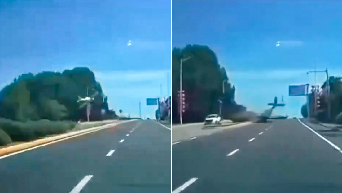 Una avioneta 'se clava' en mitad de una carretera en China