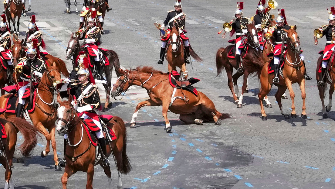 Caballos se ponen rebeldes durante desfile militar en París