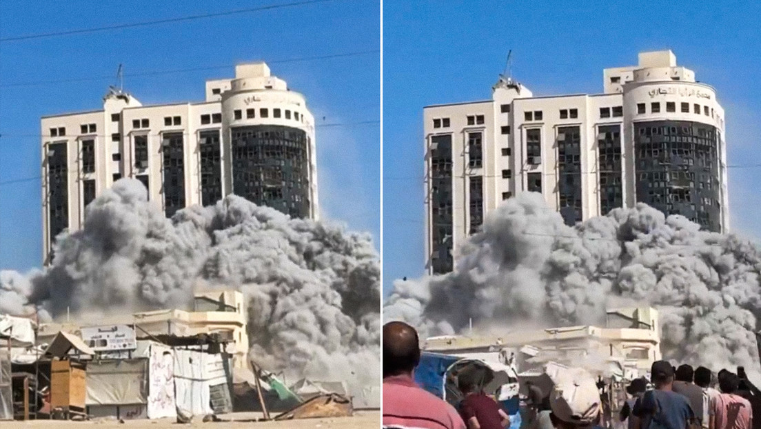 Israel reduce a escombros uno de los edificios más altos de Gaza