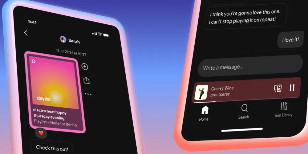 Spotify añade mensajes directos dentro de la app para compartir música y más