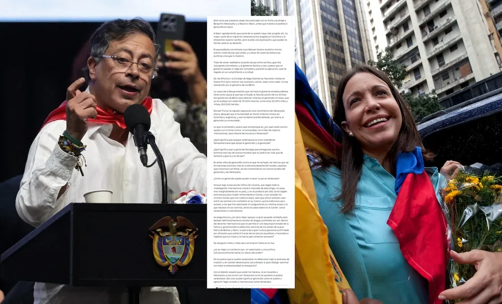 ✉️ Petro envía carta a María Corina Machado para exigir explicaciones por apoyo a Netanyahu y Macri en 2018