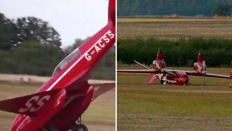 Avión 'reliquia' se vuelca al aterrizar