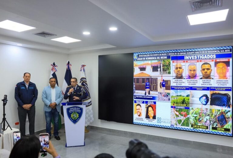 Policía Nacional presenta 4 detenidos por crimen de esposa de artista